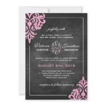 Convites para Casamentos tema damasco de quadro-ne