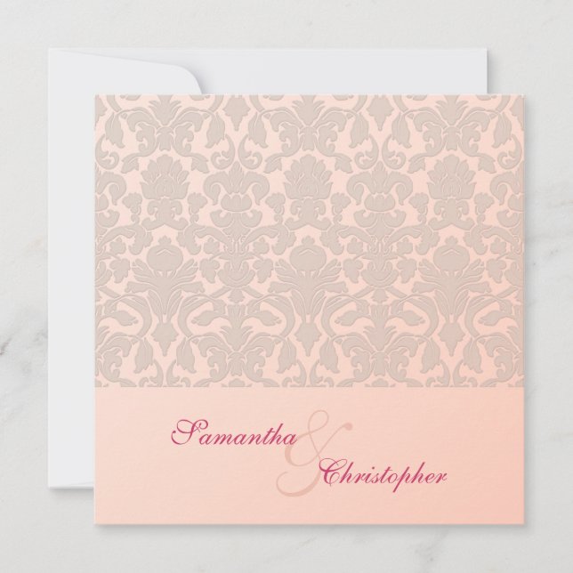 Convites para Casamentos tema damasco de Vintage R (Frente)