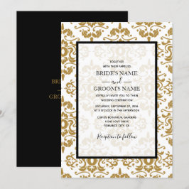 Convites para Casamentos vintage Dourados Elegante