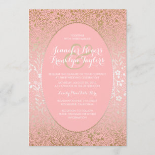 Convites para Casamentos vintage Florais Dourados 