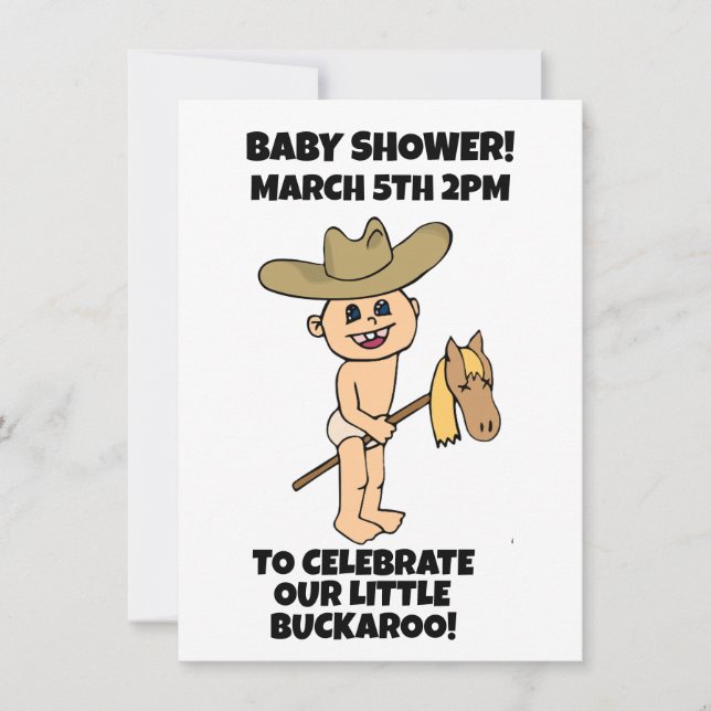 CONVITES PARA CHÁ DE BEBÊ COWBOY MENINO (Frente)