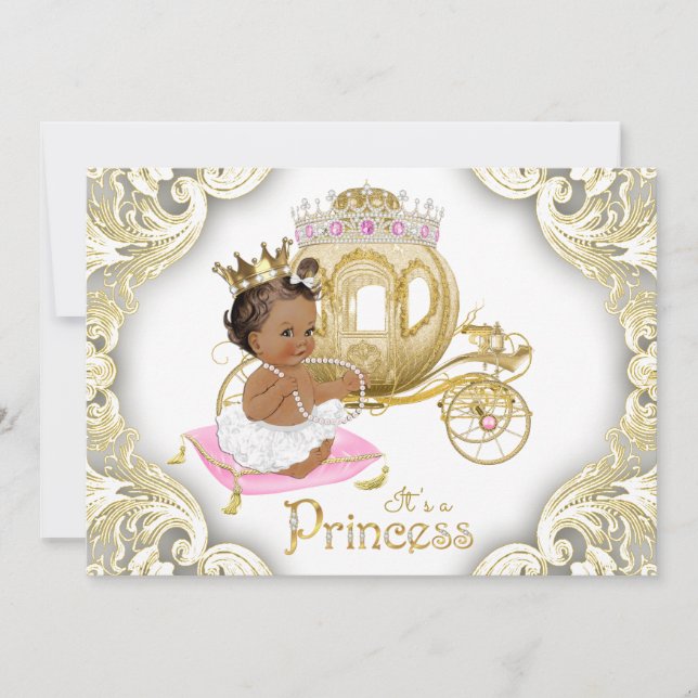 Convites para Chá de Bebê de Princesa Afro-America (Frente)