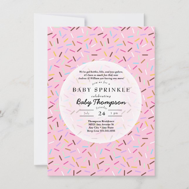 Convites para Chá de Bebê Sprinkle (Frente)