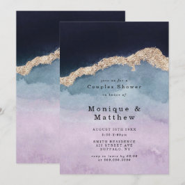 Convites para Chá de Casal de Agato Azul com Púrpu