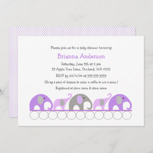 convites para chá de fraldas/aspersão de elefantes