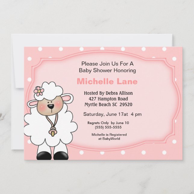 Convites para Chá de Garota-Lamb (Frente)