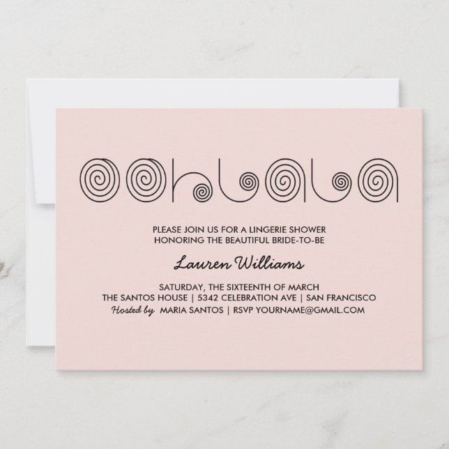 Convites para Chás cor-de-rosa Ooh La (Frente)