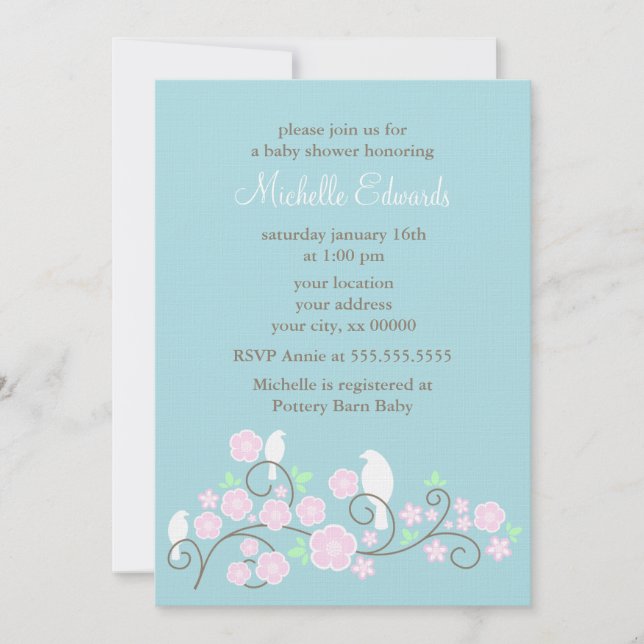 Convites para Chás de Aves e Flores (Frente)