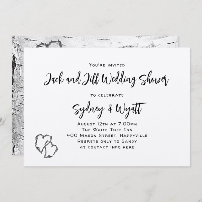 Convites para Chás de casamento de Árvore Birch (Frente/Verso)