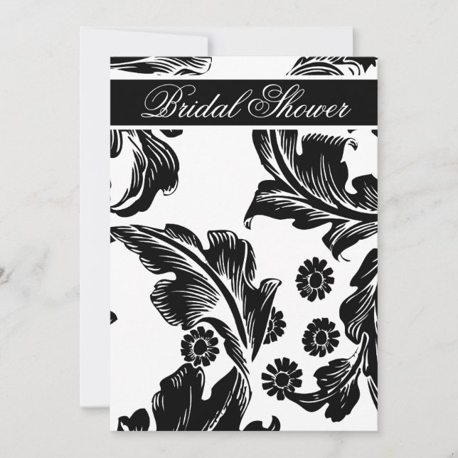 convites para chás de panela preto e branco elegan (Frente)