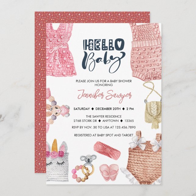 Convites para Chás para chás de fraldas para bebês (Frente/Verso)