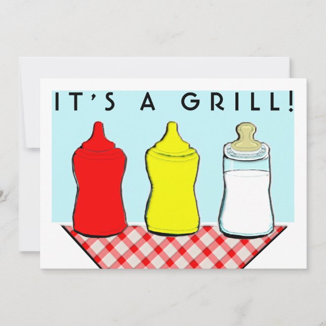 Convites para CHURRASCO chá de fraldas (Frente)