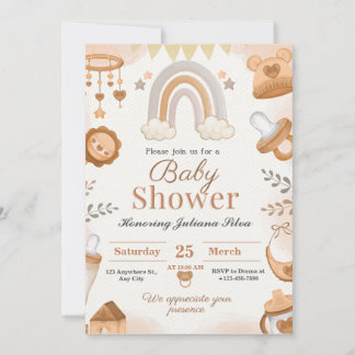 Convites para chuveiro de bebê de cor d'água casta