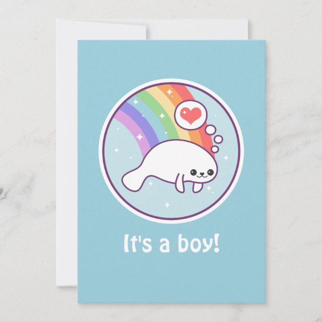 Convites para Chuveiro De Bebês De Manatê (Frente)