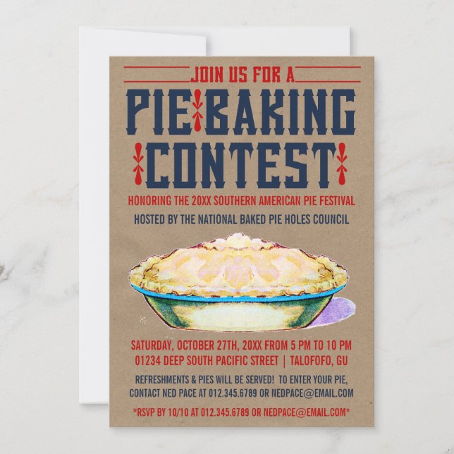 Convites para Concurso Pie Baking (Frente)