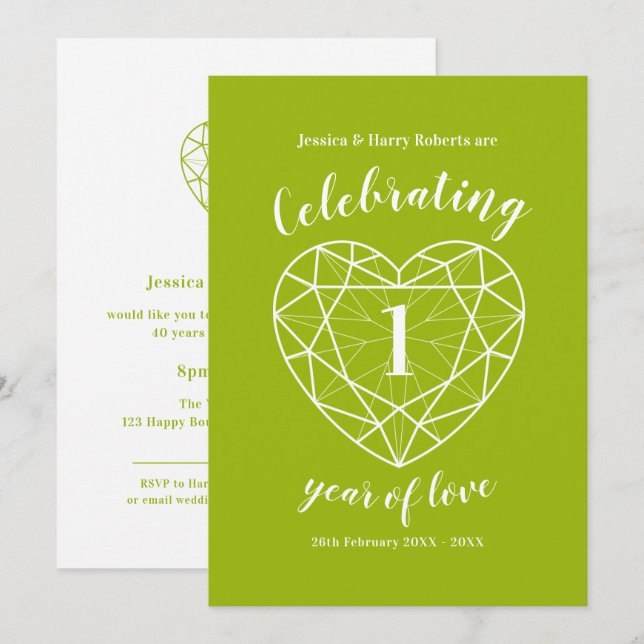 Convites para festa de 1 ano de amor com Peridot (Frente/Verso)