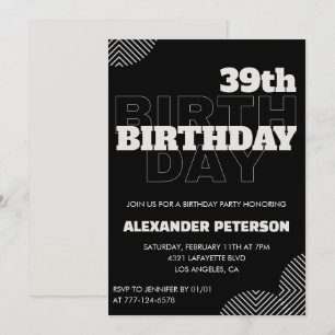Convites para festa de 39 anos de homens negros