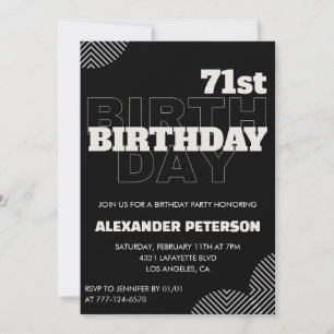 Convites para festa de 71 anos de homens negros