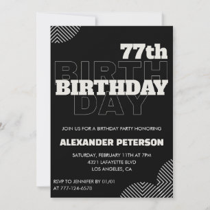 Convites para festa de 77 anos de homens negros