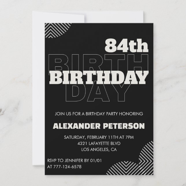 Convites para festa de 84º aniversário de homens n (Frente)