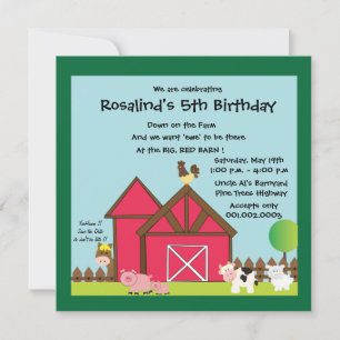 Convites para Festa de aniversário de Barnyard - 
