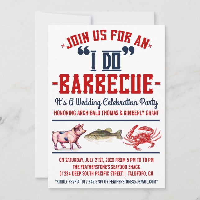 Convites para Festa de casamento de churrasco ocid (Frente)