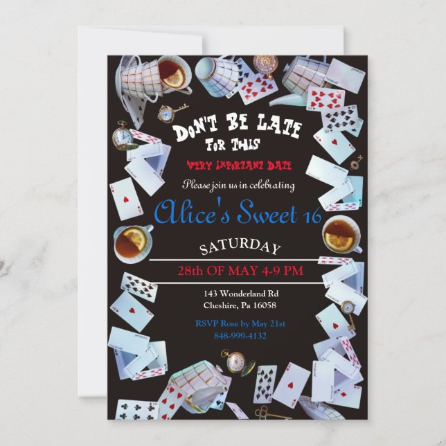 Convites para Festa de Chá da Alice no País das Ma (Frente)