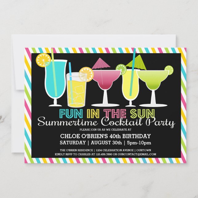 Convites para Festa de Cocktail de Verão (Frente)