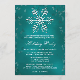 Convites para Festa de Feriado de Teal Snowflake
