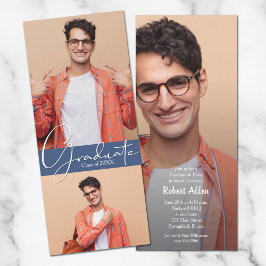 Convites para Festa de formatura Azul Multifoto