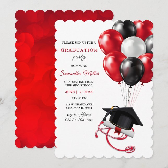 Convites para Festa de Formatura de Enfermagem (Frente/Verso)