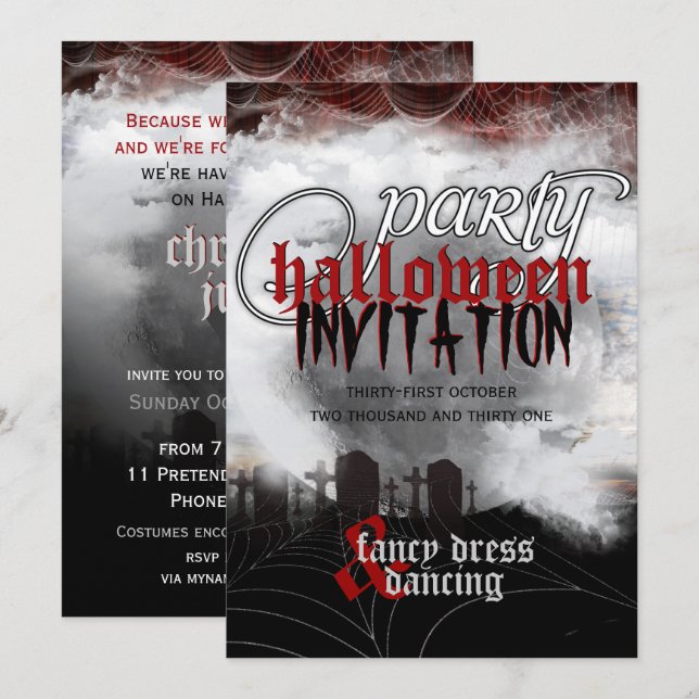 Convites para Festa de Halloween dos Sonhos no Cem (Frente/Verso)