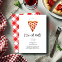 Convites para Festa de noivado de pizza engraçada