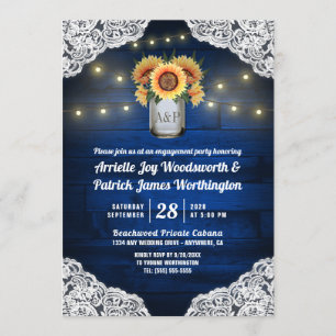 Convites para Festa de noivado de Sunflower Mason 