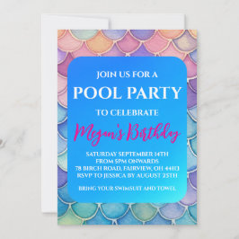convites para festa de piscina de sereia