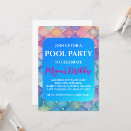 convites para festa de piscina de sereia