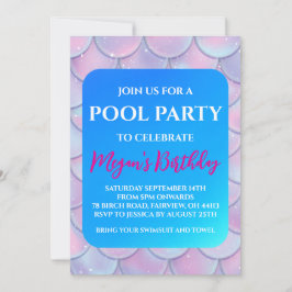 convites para festa de piscina de sereia