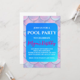 convites para festa de piscina de sereia