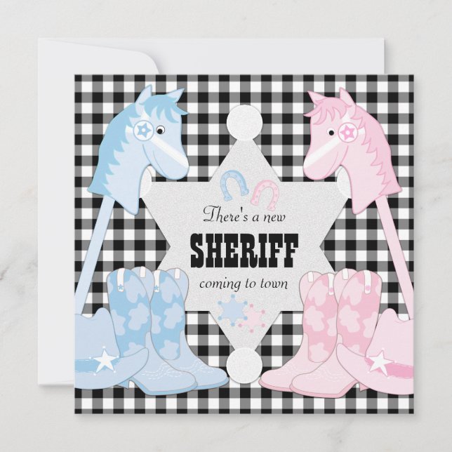 Convites para Festa de Revelação de Gênero Sheriff (Frente)