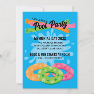 Convites para Festa na Piscina