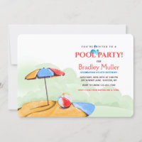 Convites para Festa na Praia/Piscina