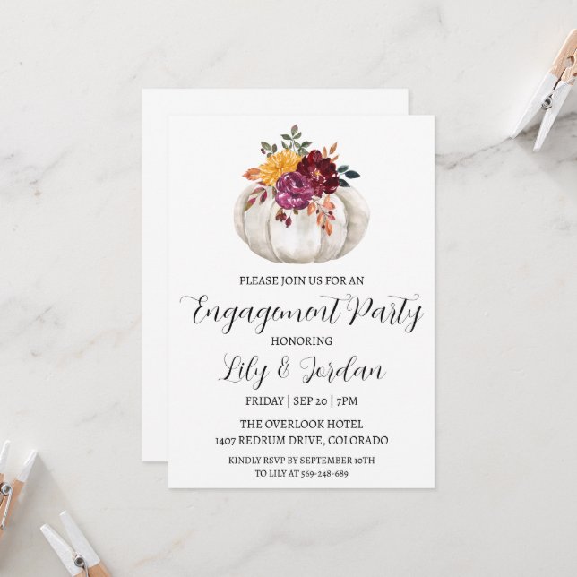 convites para festas de noivado de abóbora (Frente/Verso In Situ)