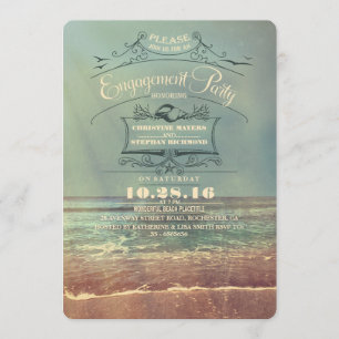 Convites para festas de noivado de praia em Vintag