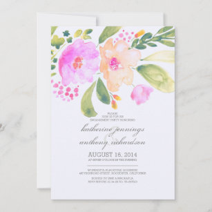 convites para festas de noivado florais de aquarel