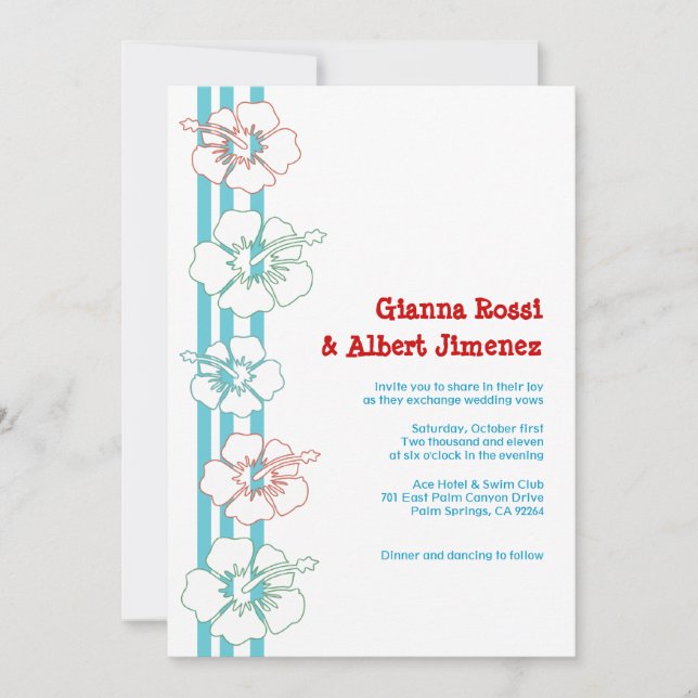 Convites para Flores de Hibiscus| Casamento| Anive (Frente)
