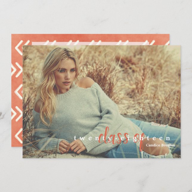 Convites para Formandos de Seta Laranja Queimada M (Frente/Verso)