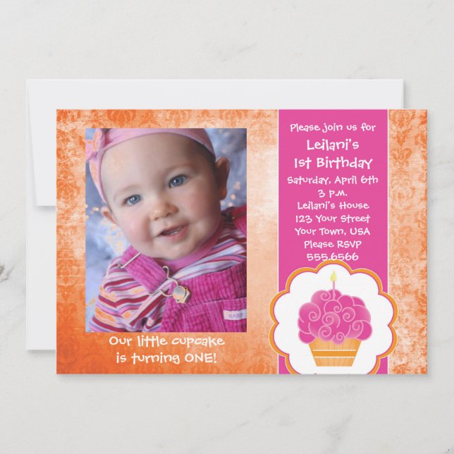 Convites para Fotografias de Cupcake (Frente)