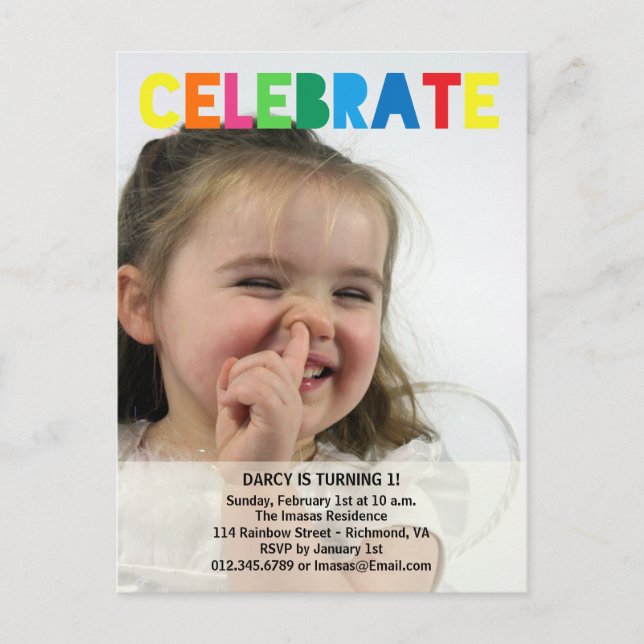 Convites para Fotografias de Festa de aniversário  (Frente)