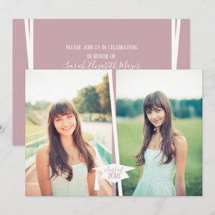 Convites para Fotos para Graduação Branca e Rosa M