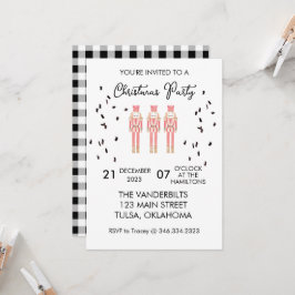 Convites para Gingham de Nozes de Natal